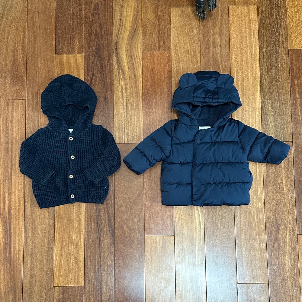 Navy Hooded Baby Sweater and Jacket Set